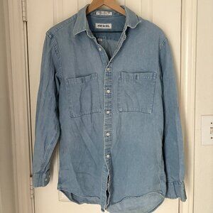 John Henry Western Denim Long Sleeve Shirt Vintage 90s 100% Cotton 15.5 37-33